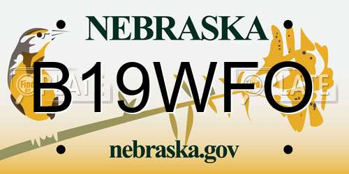 B19WFO Nebraska License Plate