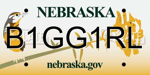 B1GG1RL Nebraska License Plate