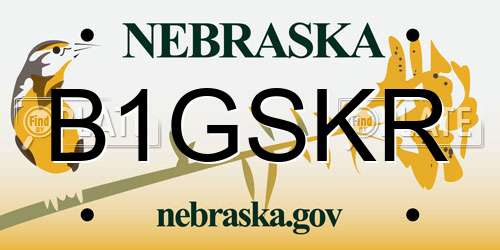 B1GSKR Nebraska License Plate
