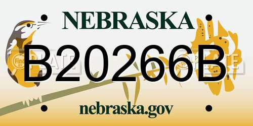 B20266B Nebraska License Plate