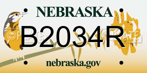 B2034R Nebraska License Plate