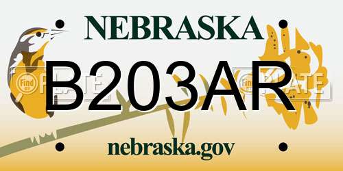 B203AR Nebraska License Plate
