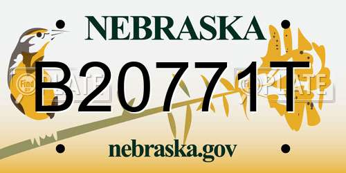 B20771T Nebraska License Plate