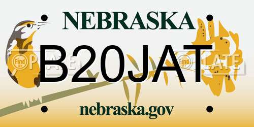 B20JAT Nebraska License Plate