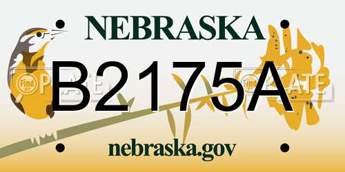 B2175A Nebraska License Plate
