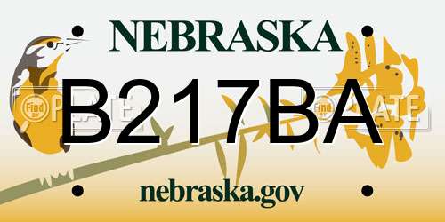 B217BA Nebraska License Plate