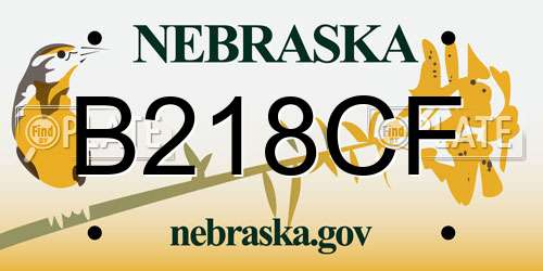 B218CF Nebraska License Plate
