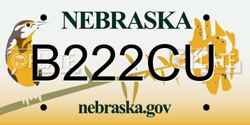 B222CU Nebraska License Plate