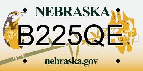 B225QE Nebraska License Plate