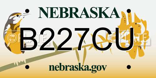 B227CU Nebraska License Plate