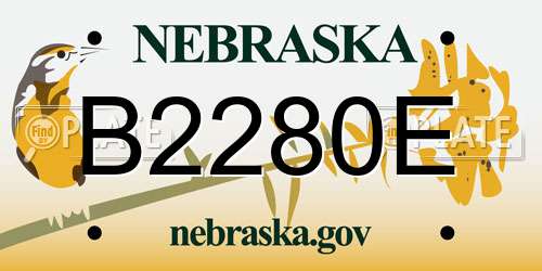 B2280E Nebraska License Plate