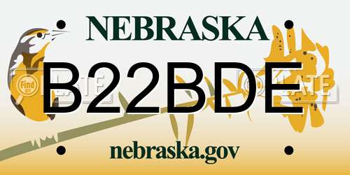 B22BDE Nebraska License Plate