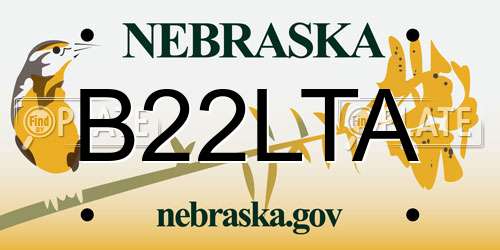 B22LTA Nebraska License Plate