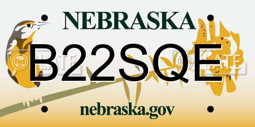 B22SQE Nebraska License Plate