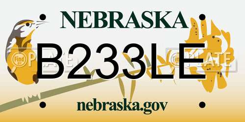 B233LE Nebraska License Plate