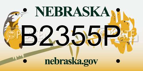 B2355P Nebraska License Plate