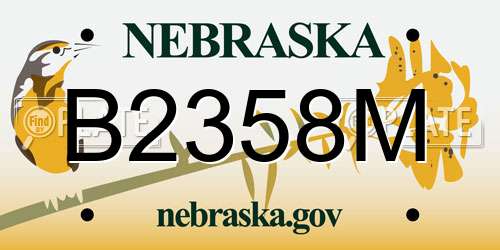 B2358M Nebraska License Plate
