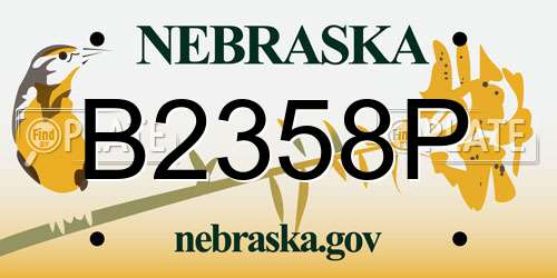 B2358P Nebraska License Plate