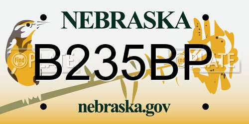 B235BP Nebraska License Plate