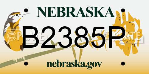 B2385P Nebraska License Plate