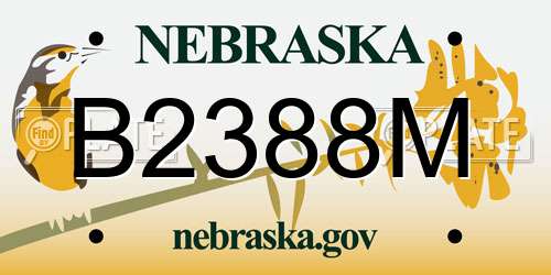 B2388M Nebraska License Plate