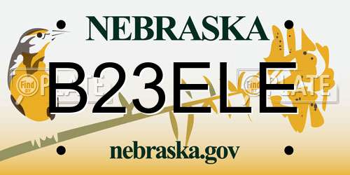 B23ELE Nebraska License Plate