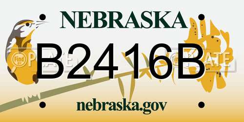 B2416B Nebraska License Plate