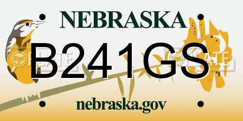 B241GS Nebraska License Plate