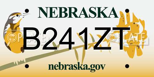 B241ZT Nebraska License Plate
