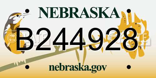 B244928 Nebraska License Plate