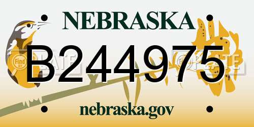 B244975 Nebraska License Plate