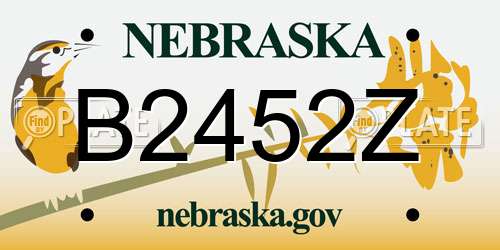 B2452Z Nebraska License Plate