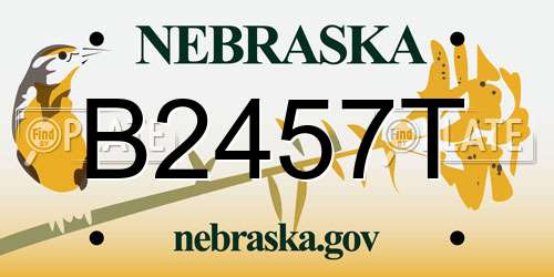 B2457T Nebraska License Plate