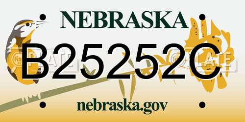 B25252C Nebraska License Plate