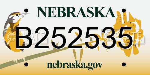 B252535 Nebraska License Plate