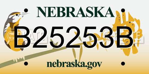B25253B Nebraska License Plate