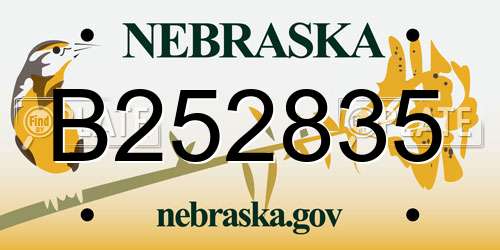 B252835 Nebraska License Plate
