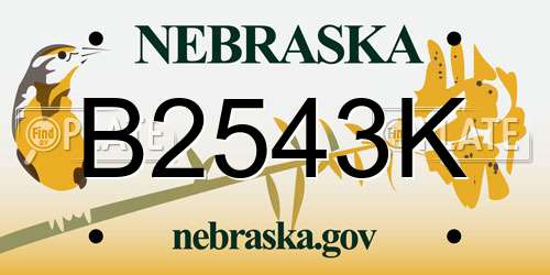 B2543K Nebraska License Plate
