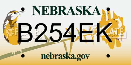 B254EK Nebraska License Plate