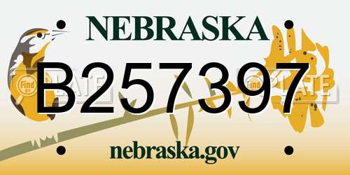 B257397 Nebraska License Plate