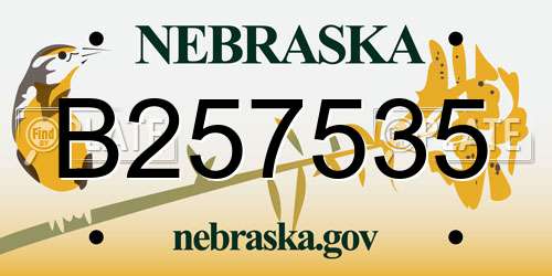 B257535 Nebraska License Plate