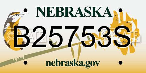B25753S Nebraska License Plate