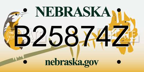 B25874Z Nebraska License Plate