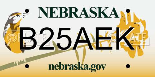 B25AEK Nebraska License Plate