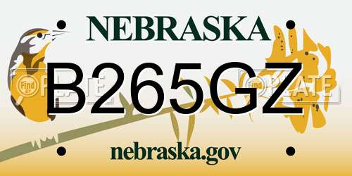 B265GZ Nebraska License Plate