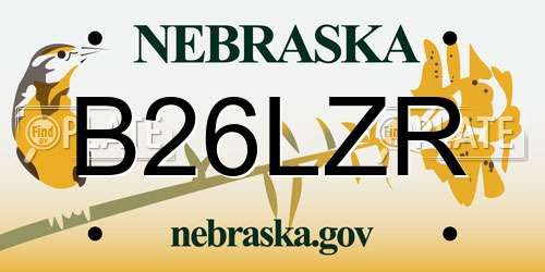 B26LZR Nebraska License Plate