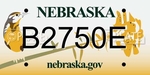 B2750E Nebraska License Plate