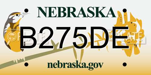 B275DE Nebraska License Plate