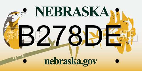 B278DE Nebraska License Plate