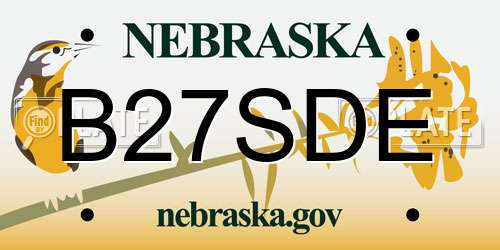 B27SDE Nebraska License Plate